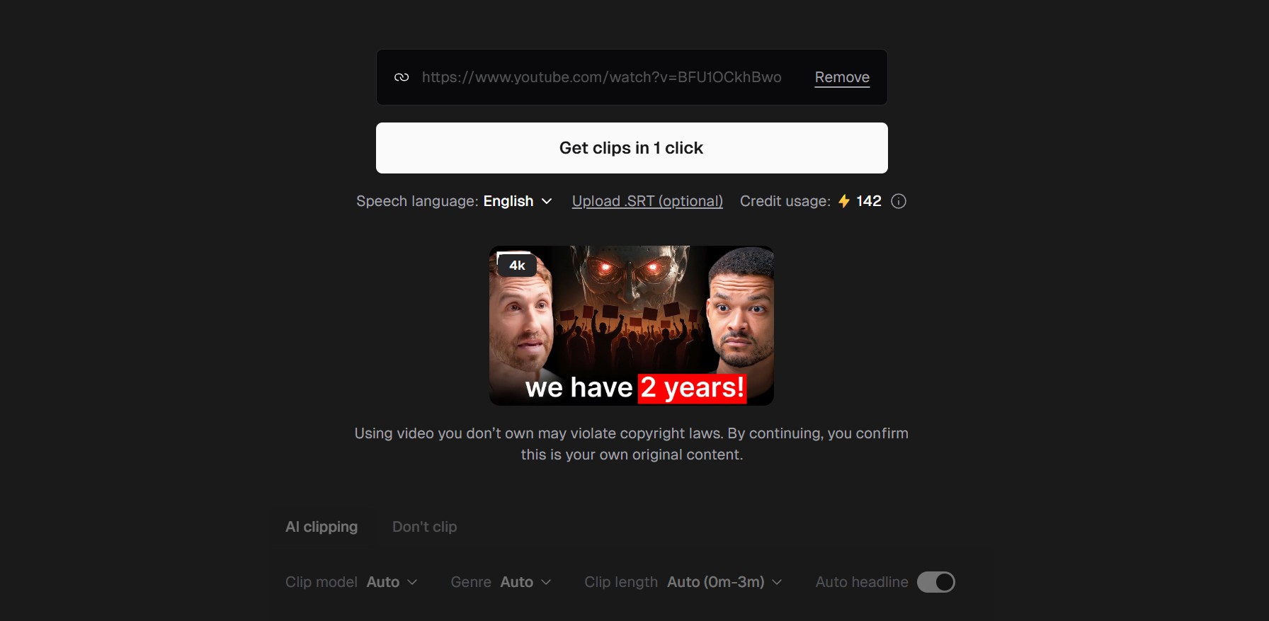 Underrated AI tools example: Opus Clip interface showing short vertical clips ranked by virality score