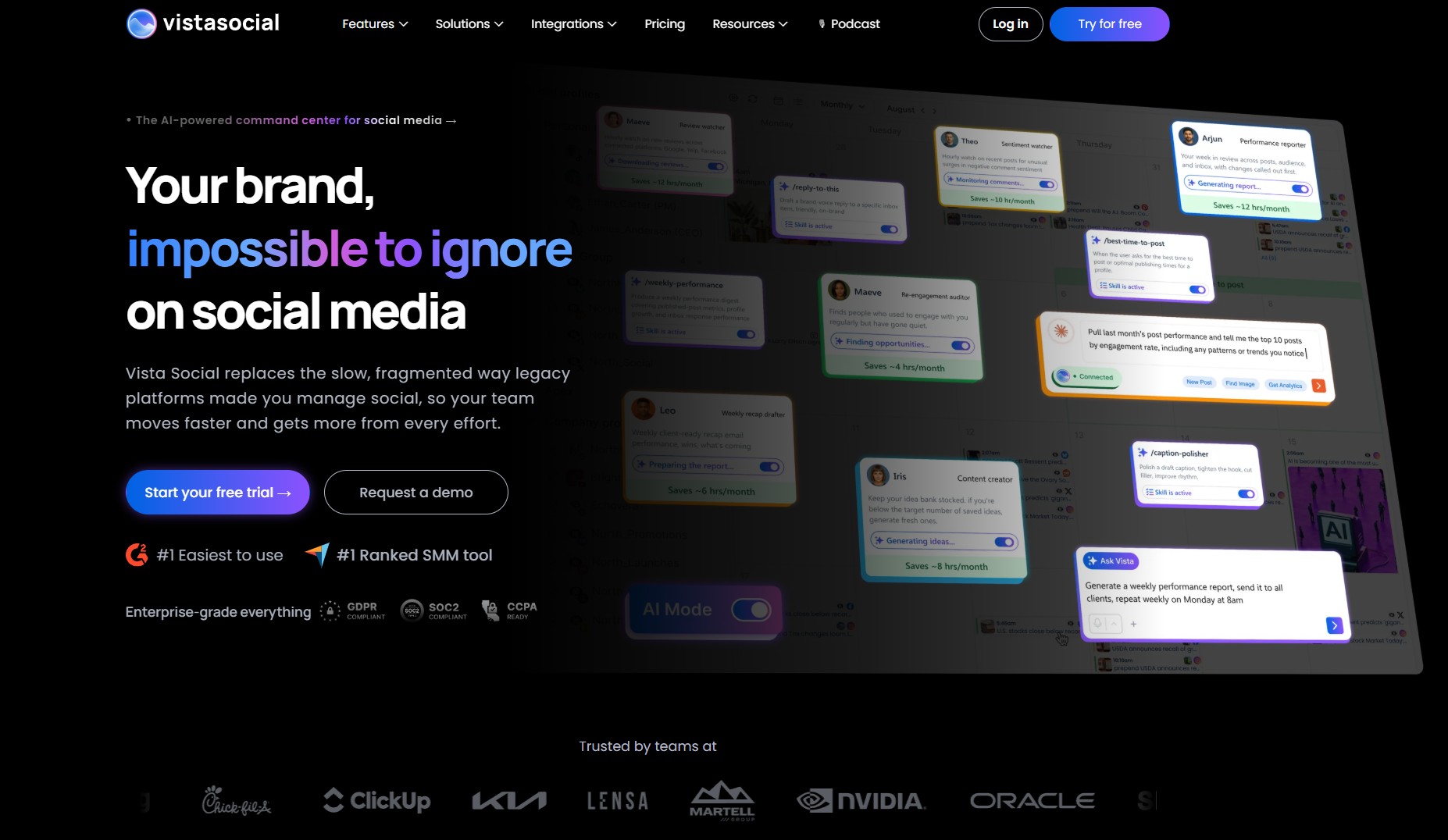 Vista Social review — home dashboard showing scheduled posts and account overview