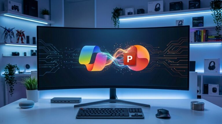 Copilot PowerPoint prompt builder with a Word outline turning into slides