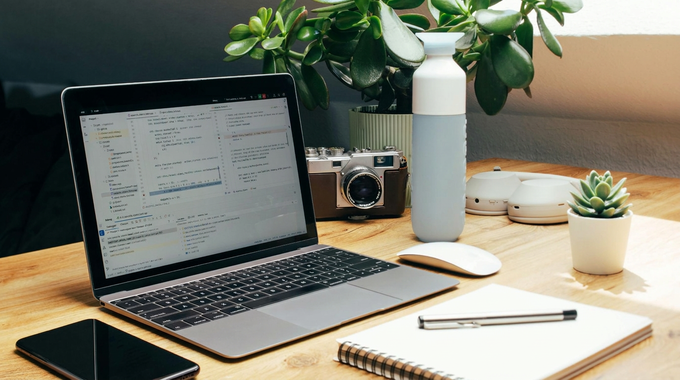 AI image editors test: Firefly added a small plant to the desk photo