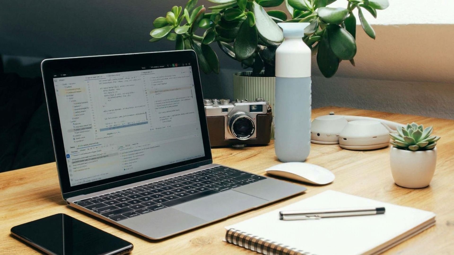 AI image editors test: Gemini added a small plant to the desk photo
