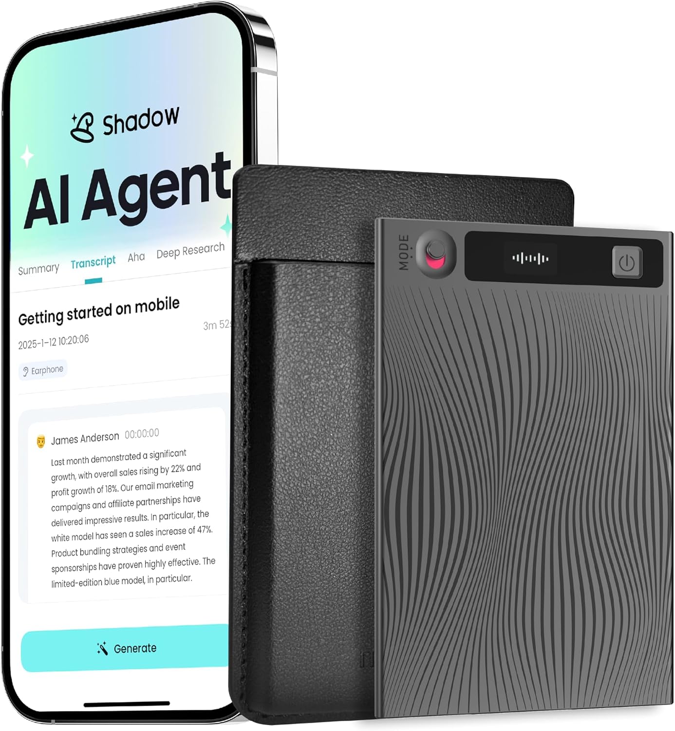 Mobvoi TicNote card-size AI note taker with OLED display