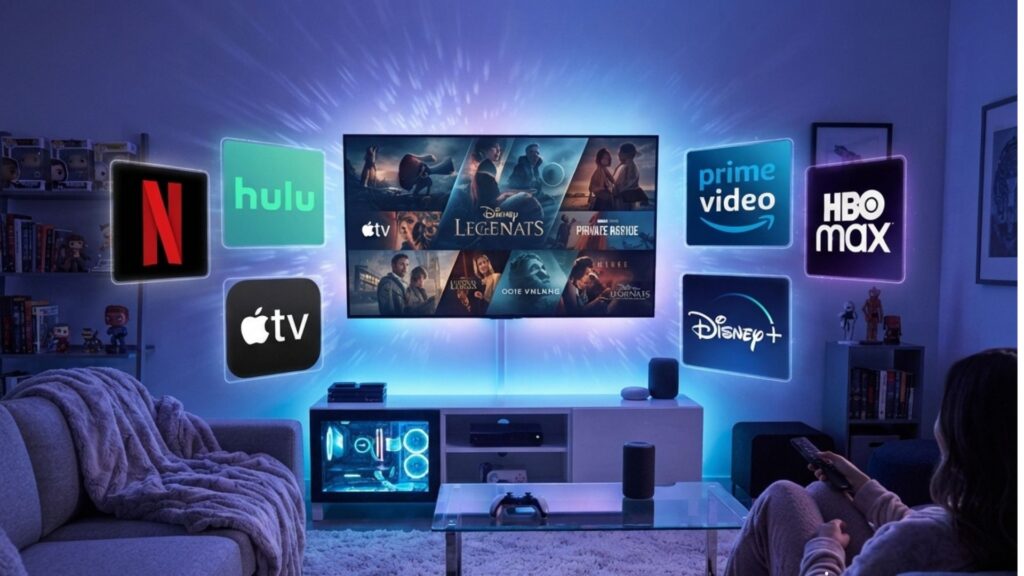 Streaming subscriptions rotation planner showing a 12-month plan on a laptop